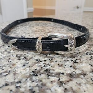 Black Brighton Belt with Silver Buckle